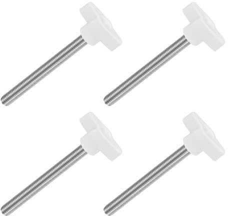 QUARKZMAN 4 Stück T-Flügelschraube mit Griffen M8 x 80mm Weiß | Männliche Schraube Knopf 304 Edelstahl Rändelschraube Daumenschrauben-Griff 36mm Durchmesser