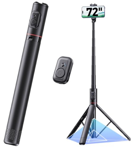 72 Phone Tripod Selfie Stick, Extendable Tripod for iPhone with Remote, Portable Cell Phone Tripod Stand for Video Recording All-in-1 Travel Smartphone Tripod Compatible with iPhone 16/15/14/Android
