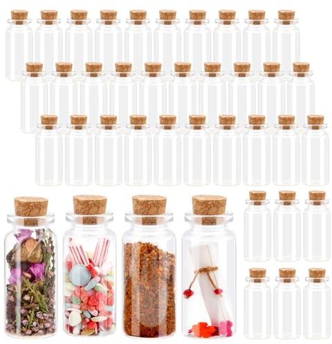 Acetiti 36 Stück Mini Glasflaschen, 10ml Wunschflaschen mit Korken Kleine Glasflaschen Zaubergläser leere Nachricht Flaschen für Hochzeit Wunsch, Party Dekoration, Kunst & Handwerk, Geschenk