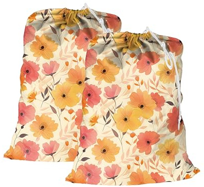 Maishijie 2-pack Oxfordtyg slitstark tvättväska, 89,9 cm x 59,9 cm, mycket hållbar, leksaksförvaringsväska, smutsig klädväska, dragsnöre med sladdlås, maskintvättbar och återanvändbar, höst