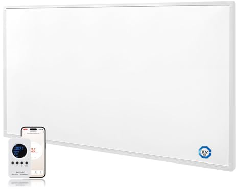 Behaglich Infrarotheizung 600W mit Thermostat, Infrarot Wandheizung | WLAN App, Fernbedienung, Energiesparender, Elektroheizung mit Überhitzungsschutz, 24 Std. Timer, 0dB, TÜV, 10 Jahre Garantie
