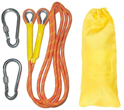Gangying 2m Corde d'escalade Statique 8mm Cordon Accessoire Équipement Corde d'évacuation avec 2 Mousquetons pour Équipement d'escalade sur Glace Sauvetage Incendie