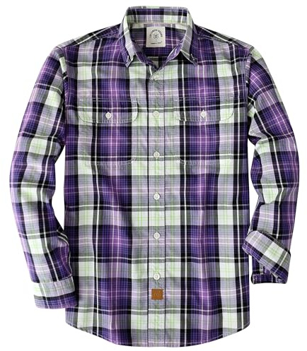 Dubinik® Camicie Uomo Manica Lunga a Quadri Camicia Casual con Doppie Tasche Morbida e Confortevole