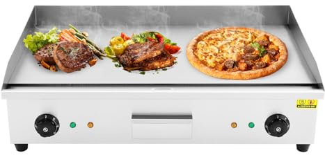 Fyssnn 4400W 28.6 Zoll Elektrische Plancha Grillplatte Edelstahl mit 2 Temperatur (50-300°C) Elektrogrill Griddleplatte für Haushalt & Gewerbe, Teppanyaki, Pfannkuchen, Sandwiches & Fleisch
