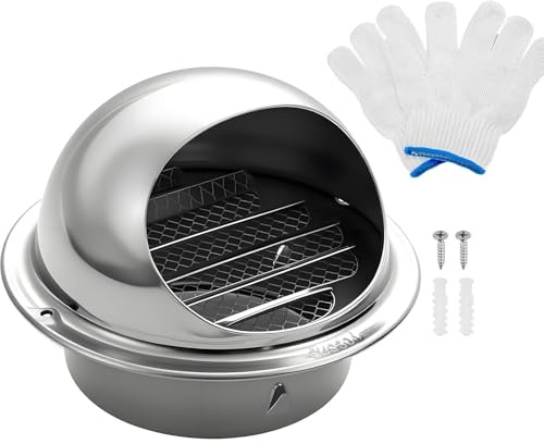 Generico Presa d'Aria Rotonda A Parete，Griglia di Ventilazione A Sfera in Acciaio Inox 304, Cappuccio A Griglia di Ventilazione con Rete, per Residenza Ufficio Magazzino Roulotte(180mm)