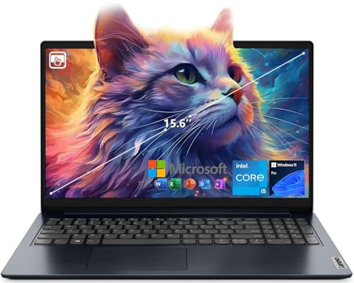 Lenovo Ordinateur portable IdeaPad 1i, écran tactile FHD 15,6, processeur Intel Core i5-1235U, RAM 16 Go, SSD 512 Go, webcam, HDMI, Wi-Fi 6, Windows 11 Pro, bleu, avec Microsoft 365 pour le Web