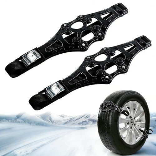 GHUAP 2 catene da neve auto, catena da neve per veicoli universali, catene da neve auto, catena pneumatici da neve, adatto per pneumatici di larghezza 165-275 mm, maggior parte delle auto, camion e