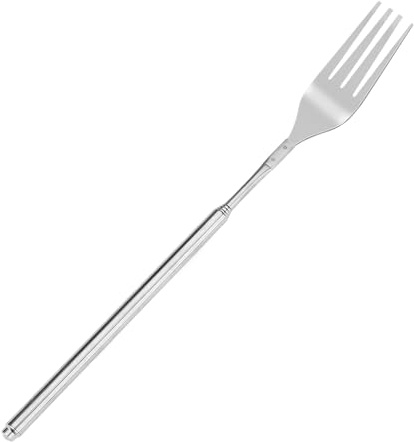 Kixolazr Tenedor Extensible | Acero Inoxidable Mango Largo - Tenedor Extra Largo Menaje de Fiesta | para Hogar Oficina Escuela Barbacoa Viaje Exterior Horneado Cena Almuerzo