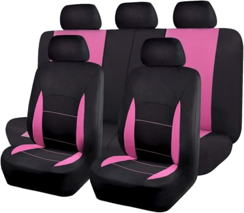 Auto Sitzbezüge Sets für FIAT Panda 3. Series (Type 169) 2003-2006 2007 2008 2009 2010 2011 2012, 5 Sitzer Allwetter Atmungsaktiv Autositz Schonbezug Innenraum Zubehör,C-Pink