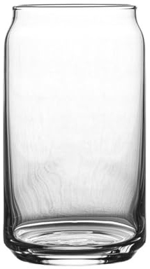 Dh2yjnbf3 Bicchieri in vetro vintage a forma di lattina, bicchieri trasparenti senza piombo da 16,5 once for acqua, succhi, tè freddo, cocktail