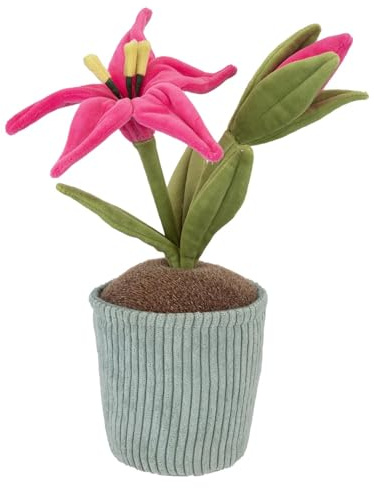 VFM e-Store - Valentines Lily In Pot Large Decoration - Gift for Someone Special On Feb 14Th - 33cm X 16cm Magenta X 1