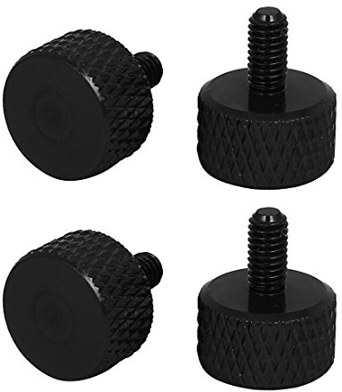 sourcing map M3x6mm Vis Moletée pour Carte Graphique Ordinateur PC en Alliage Aluminium Noir 4pcs