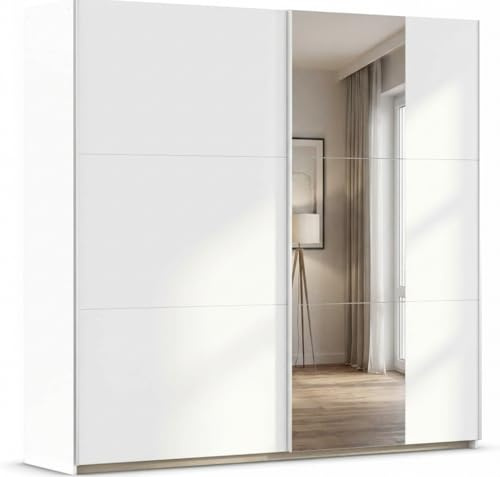 Rauch Möbel Santiago/Ruja Armario de Puertas batientes sin Espejo, Madera de ingeniería, Alpine White with Mirror, Breite 218 cm