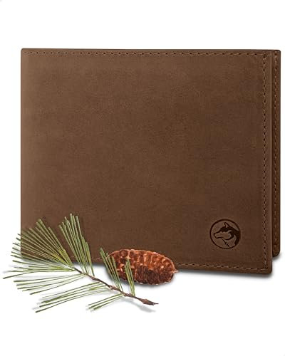 Wolfstrøm Geldbörse Herren Leder 'Nørge' – Tri-Fold Herren-Portemonnaie RFID-Blocker – 6 Karten-Fach, Ausweis-Fach, Großes Zusatzfach, Scheinfach, Kleingeldfach – Vintage Brown