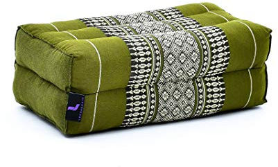 Leewadee Yoga Block 2er-Set Yogaklotz Pilates Yogakissen Meditationskissen Ökologisches Naturprodukt, 35x18x12 cm, Kapok, grün