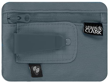 Lewis N. Clark RFID Blocking Hidden Clip Stash Money Belt Travel Pouch + Credit Card/Id Holder for Women & Men, Charcoal, One Size