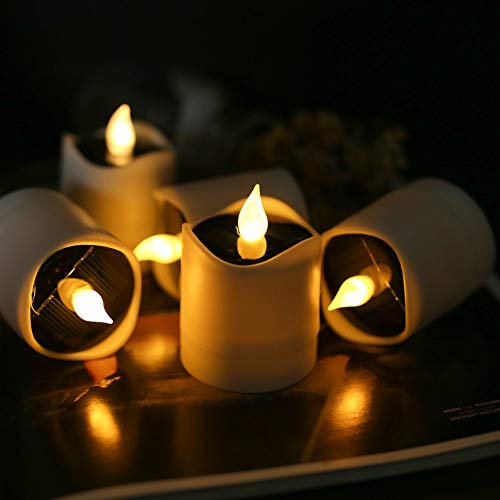 TINYOUTH 6 candele solari da esterni, senza fiamma, a LED, impermeabili, per esterni e giardini, cortili, viali, balconi, matrimoni, feste, decorazioni per la casa