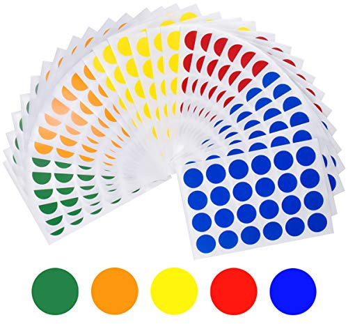 HQdeal 2 cm Bunte Punke Aufkleber, Punktaufkleber Klebepunkte Aufkleber Etiketten, Runde Selbstklebende Markierungspunkte für Kalender, Basteln, Papier, matt, 720 Stück