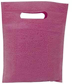 BOLSAS 100 Pieza Tela no Tejido,con asa Troquelada,con Dibujo de Flores.Bolsas de Compra Reutilizable. (20x25cm, Fucsia)