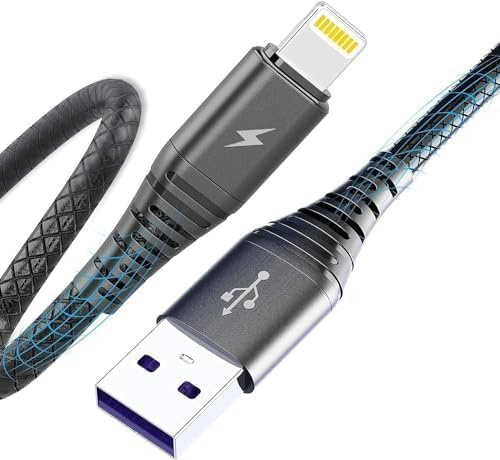 Cabepow [3 Pack] Apple MFi Certified Charger 6ft, Lightning Charging Cord 6 Feet 2.4A USB Cables for iPhone Pro Max/Xs/XR/X/8 Plus/7/6s/6/5c/5 (Black)