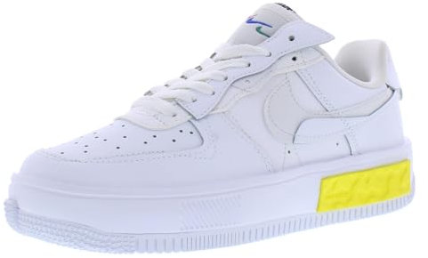 Nike Air Force 1 Fontanka weiße Leder-Turnschuhe DA7024 (Weiß/Photon Dust/Opti Yellow/Summit White 101), White Photon Dust Opti Yellow Summit White, 38.5 EU
