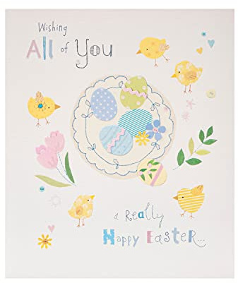 UK Greetings Simpatico biglietto di Pasqua – To All of You Easter Card – simpatico biglietto di Pasqua con pulcini, multicolore, 159 x 184 mm