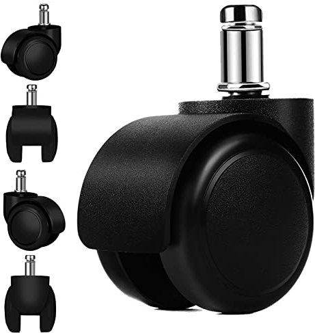 Lot de 5 roulettes de rechange pour chaise de bureau, 11 mm/22 mm, pour sols durs de jeu, pivotantes, pour protéger le sol, idéales pour les parquets, les sols stratifiés, les sols carrelés et en