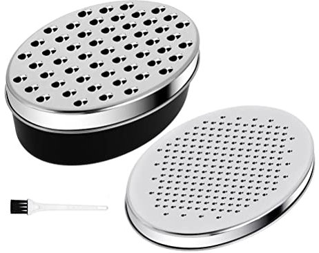 KOMUNJ Grattugia per formaggi con contenitore ermetico, grattugia per cucina con coperchio in 2 dimensioni, tritaverdure, taglierina da cucina, trituratore per formaggi e verdure