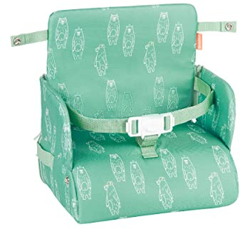 Badabulle Asiento elevador de viaje 2 en 1 con almacenamiento debajo del asiento, fijación universal a sillas de comedor para niños de 6 meses en adelante