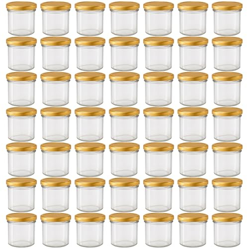 Vitrea 50x Marmeladengläser 125 ml - mit Deckel Gold TO 66 - Einmachgläser zum befüllen mit Schraubdeckel - Sturzgläser für Marmelade Schraubgläser - leere Gläser - 50 Stück