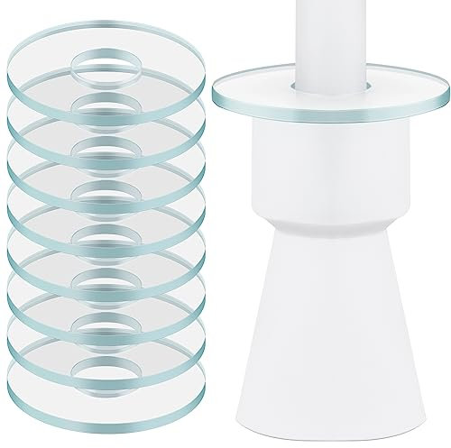 Zonon Set of 10 Drip Catcher for Candles Drip Protection for Tapered Candles Glass Bobeche Candle Rings for Communion Candlestick Candles Holders, Round, Clear, Inner Diameter 0.91 Inch