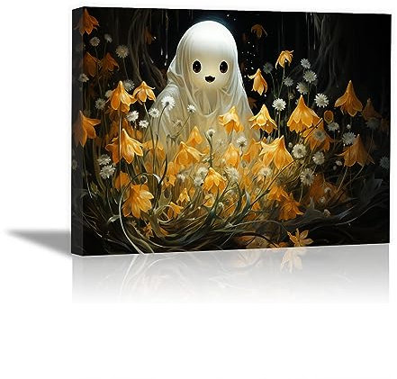 SHYAMIC Bilder Weihnachten Leinwandbild Kunstdruck, weiße gelbe Wildblumen Wandbild X-Mas Fenster Fotodruck Kunstdruck Leuchtbild, Weihnachten Winteridylle Effekt - 75x115cm Gerahmt