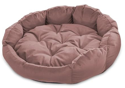 BARRY & LUCY® Hundesofa Premium Rund Hundematratze Hundekissen 2in1 Gestepptt Liegekissen Weiches Kissen Hundebett (Pastell d.rosa S (Ø40 cm)