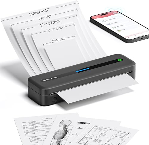 ItriAce Stampante Portatile – Nuova Stampante Termica A4 300DPI Migliorata Dupporta Carta Termica per Studio, Viaggi, Casa, Ufficio, Compatibile con Telefono e Laptop, Grigio