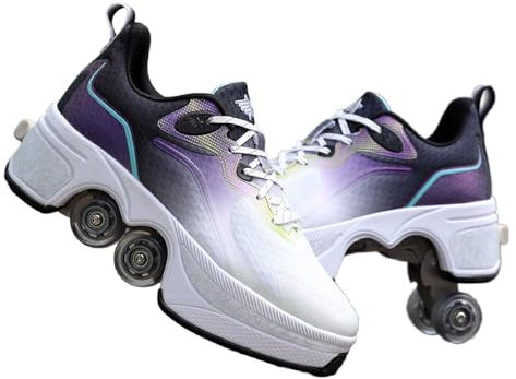 LDRFSE Schuhe mit Rollen für Männer Schuhe Rollschuhe Kinder Skateboard Schuhe Bequem Und Atmungsaktiv Quad Skates Verstellbare Rollschuhe Verstecktes Rad für Laufsportschuhe Zum Spielen für Männer