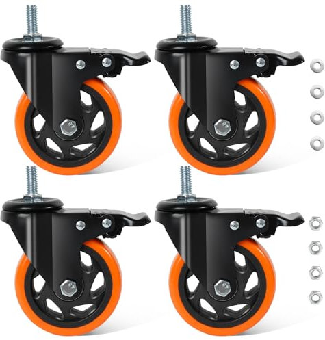 BAOLIHUI 100mm Schwerlastrollen M10 × 30mm Möbelrollen mit Bremse Rollen Schwerlast Lenkrollen 550KG Rollen für Möbel Transportroller Werkbank Werkzeugwagen Multifunktionale