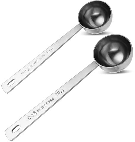 2 Stück Kaffeelöffel Portionierer 15ml & 30ml Kaffeedosierlöffel Kaffee Messlöffel Edelstahl Lange Löffel Edelstahl Kaffee Dosierlöffel Mentall Kaffee Messlöffel Mit Langem Griff Kaffee Dosierlöffel