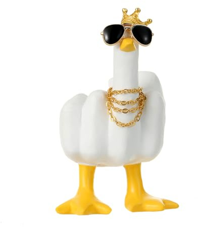 KIAYOO Middle Finger Duck Mini Size,Funny Gifts Car Ornament Home Office Decoration Resin Garden Statue Sculpture Duck You Figurine for Him Her Men Women Friends Boyfriend Birthday New Year Christmas