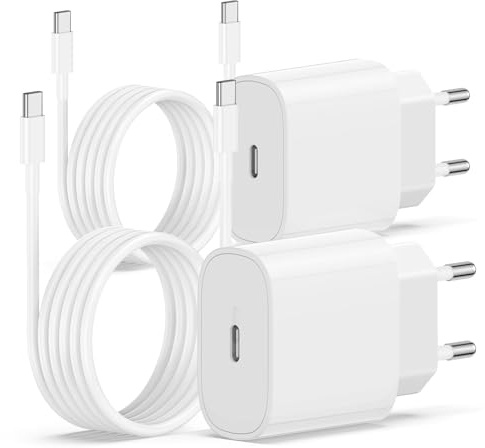 2Pack Chargeur iPhone 17 16 15, 20W USB C Chargeur Rapide 2M Cable C to C pour iPhone 17/17 Pro/16 Pro Max/15 Pro Max/15 Plus/iPad 12.9/11 inch, Air 5 4, Samsung Gaxy,Adaptateur Secteur