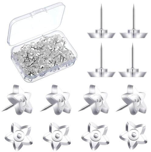 LICHENGTAI Stern Pinnadeln, 100 Stück Transparent Heftzwecken Reißnägel Reiszwecknadeln Pinnwandnadeln Pushpins mit Klar Aufbewahrungsbox für Fotowände Pinnwände Korkplatten Wanddekoration