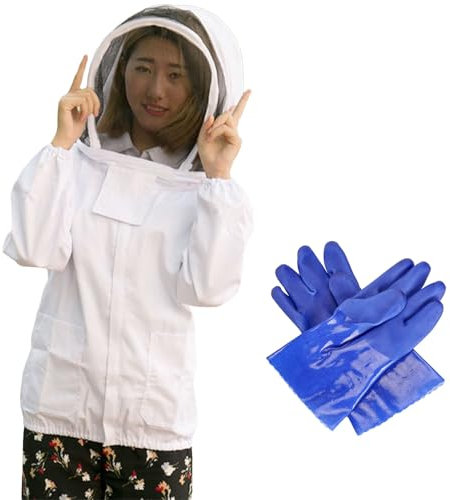 Beekeeping Suit Jacke, Überzieher, Kittel mit Schleier und einem Paar Handschuhen, Imkerjacke für Männer und Frauen