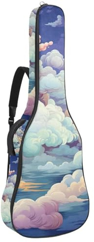 Tasche für Akustikgitarre, schöne Tasche für 40/41/42 Zoll Gitarre, wasserdicht mit mehreren Taschen, bunte Wolken, mehrfarbig, 42.9x16.9x4.7 in, Gitarrentasche