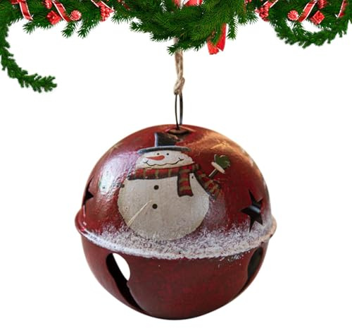 Jingle Bell Ornamenti per albero di Natale, campane di Natale, campane con motivo Babbo Natale, campane natalizie da 3,15 pollici