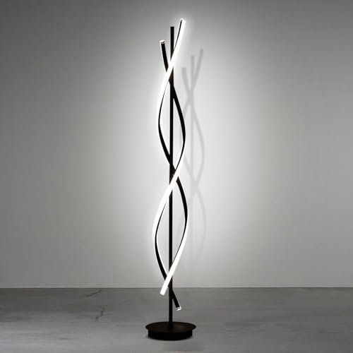 KOSHSH Lampada da terra a LED per soggiorno, dimmerabile, moderna, a spirale, per soggiorno, camera da letto, cameretta dei bambini (155 cm, nero)