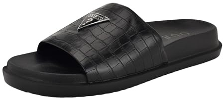 GUESS Men's Vesper Slide Sandal, Black Croco 003, 12 UK