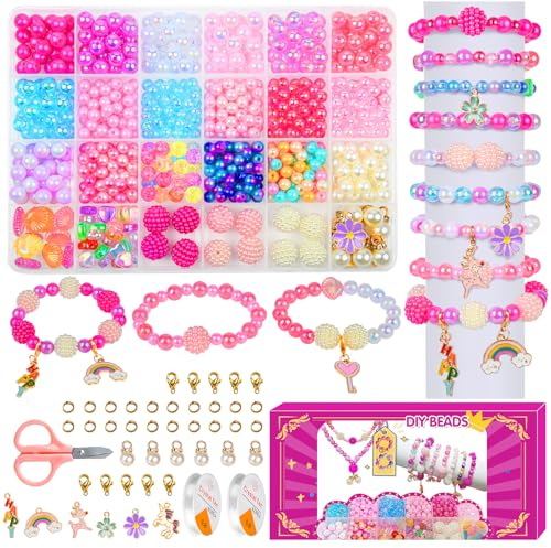 WuikerDuo Perlen Auffädeln Set - 24 Farben DIY Bastelset für Armbänder & Ketten
