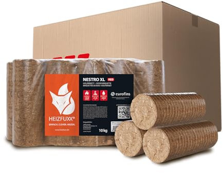 HEIZFUXX Holzbriketts Nestro XL Red 10kg x 2 Gebinde 20kg 1 Paket Hartholzbriketts Kaminbriketts Ofenbriketts Brennholz Brikett Gluthalter Briketts Paligo
