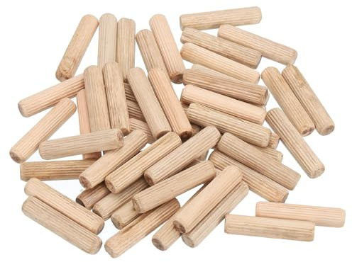 sourcing map 100 Stück 0,95 cm x 4,5 cm Holzdübelstifte, Holzdübel, Stangen, Möbel, Holzbearbeitung, gerillter Stift, Holzdübel geriffelt für Handwerk, DIY-Projekte