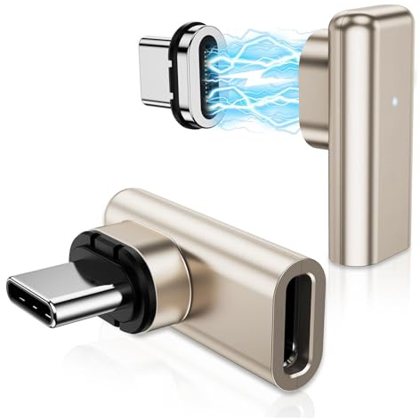 LUIRSAY 2 Pack USB C Magnet Adapter, 24Pin USB C Winkelstecker 90 Grad 240W 48V/5A, 8k@60Hz Videoübertragung, 40 Gbps Datenübertragung, für MacBook Pro/Air/Steam Deck/PSVR2/ROG Ally