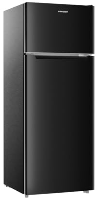 BANGSON 7.7 Cu.Ft Refrigerator with Freezer, Apartment Size Fridge with Top Freezer, Large Capacity, Energy Saving, Adjustable Thermostat, Low Noise, Black